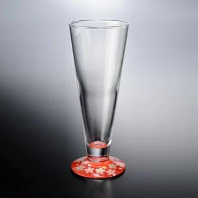 ふるさと納税 海南市 紀州塗り [ぬりもん de Verre] ピルスナーグラス 「蒔絵/桜・赤」 285ml