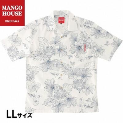 ふるさと納税 うるま市 [マンゴハウスのかりゆしウェア]メンズ LLサイズ アイボリー 面シーサーハイビー 251169