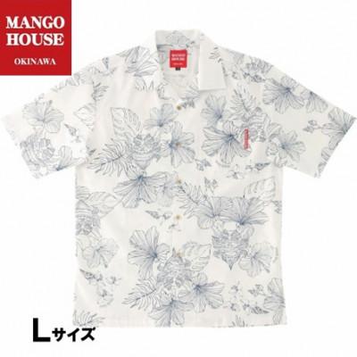 ふるさと納税 うるま市 [マンゴハウスのかりゆしウェア]メンズ Lサイズ アイボリー 面シーサーハイビー 251169