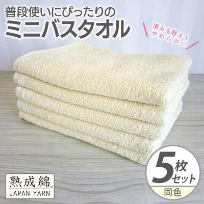 ふるさと納税 泉佐野市 普段使いにぴったりのミニバスタオル 5枚セット 黄肌色 泉州タオル