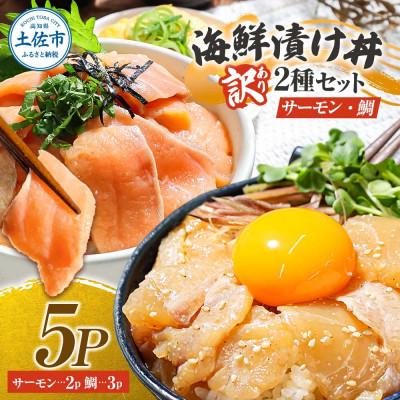 ふるさと納税 土佐市 [訳あり]海鮮漬け丼(タイ3P・サーモン2P)セット