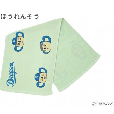ふるさと納税 大垣市 [中日ドラゴンズとのコラボアイテム]のこり染×ドアラフェイスタオル ほうれんそう
