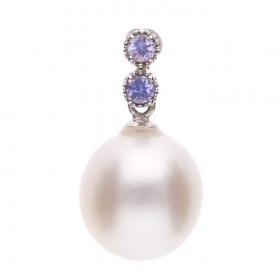 ふるさと納税 神戸市 [水鞠]白蝶真珠(南洋真珠)タンザナイト K18ホワイトゴールド ペンダントトップ