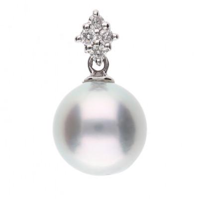 ふるさと納税 神戸市 [星菱]ウルトラブルー 無調色 アコヤ真珠 ダイヤモンド PT900 プラチナ ペンダントトップ