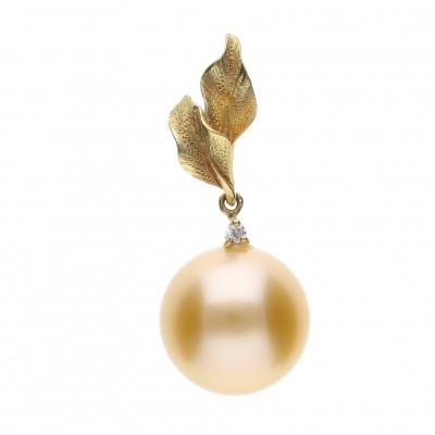 ふるさと納税 神戸市 [常盤木]ゴールデンパール(南洋真珠) ダイヤモンド K18 イエローゴールド ペンダントトップ