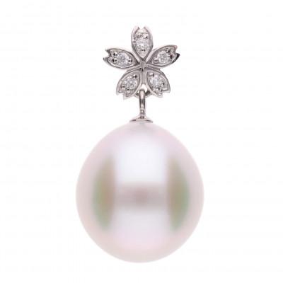 ふるさと納税 神戸市 [星桜]白蝶真珠(南洋真珠) ダイヤモンド PT900 プラチナ ペンダントトップ