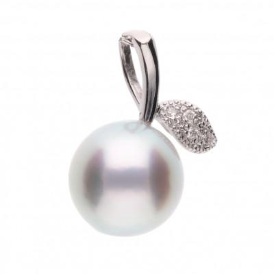 ふるさと納税 神戸市 [姫果]無調色 スカイブルー アコヤ真珠 ダイヤモンド PT900 プラチナ ペンダントトップ