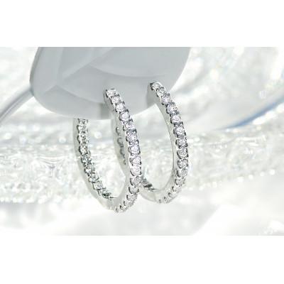 ふるさと納税 昭和町 【0.5ct】K18WG ダイヤモンド中折れフープピアス 