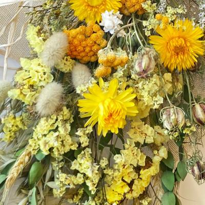 ふるさと納税 茅野市 信州 八ヶ岳の麓から贈るドライフラワースワッグ M(イエロー)_2