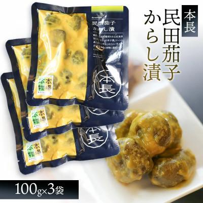 ふるさと納税 鶴岡市 本長 民田茄子 からし漬100g×3袋[K-715]