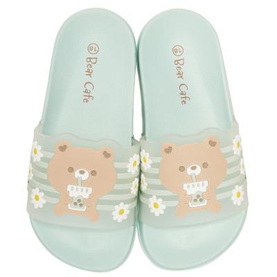 ふるさと納税 奈良市 キッズ シャワーサンダル 18cm [Bear Cafe緑] SDSH18 672002
