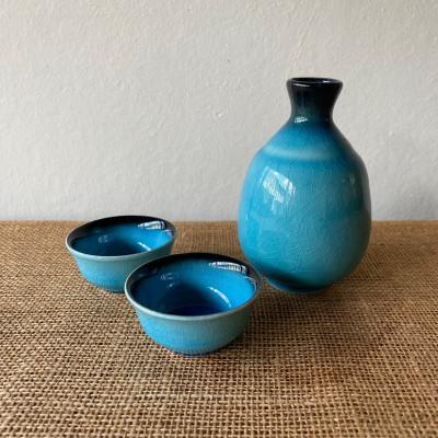 ふるさと納税 多治見市 [美濃焼]青輝貫入 徳利 盃2個 セット