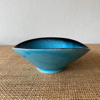 ふるさと納税 多治見市 [美濃焼] 青輝貫入 楕円小鉢 4枚セット