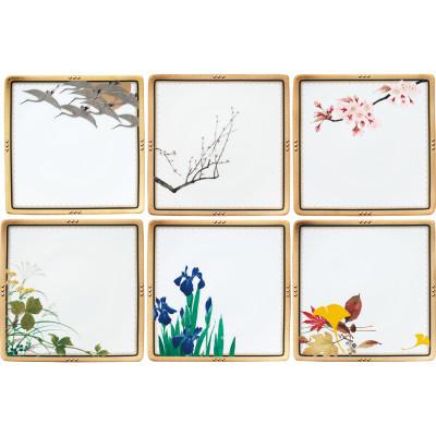 ふるさと納税 伊万里市 四季彩舞曲20.5cmスクエアプレート揃(6枚)(絵変り)4656-AS/N50952(伊万里市)