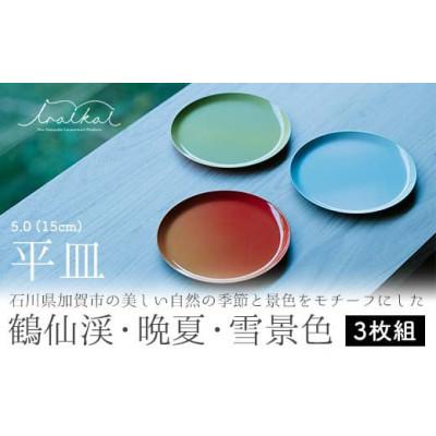ふるさと納税 加賀市 iroikoi 5.0 15cm 平皿 鶴仙渓 晩夏 雪景色 3枚組