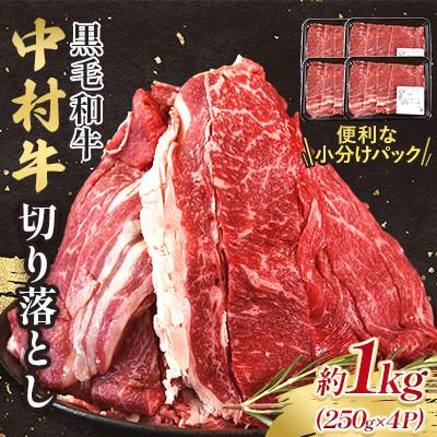 ふるさと納税 三股町 黒毛和牛 中村牛切り落とし 合計 約1kg(250g×4パック)(三股町)