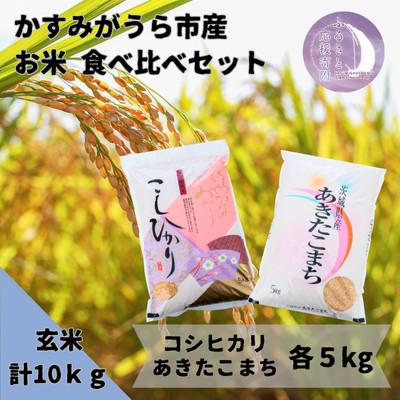 ふるさと納税 かすみがうら市 かすみがうら市産 コシヒカリ・あきたこまち 食べ比べセット 玄米 10kg[5kg×2袋]