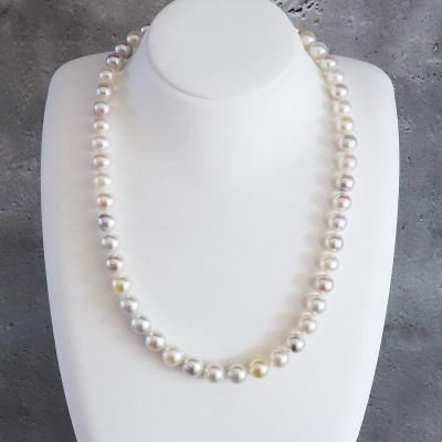 ふるさと納税 志摩市 志摩産 あこや真珠 8-9ミリ 無調色 マルチカラーネックレス