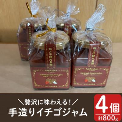 ふるさと納税 日置市 手造りイチゴジャム 計800g(約200g×4本) 鹿児島県産 いちご[片平観光農園]No.1182