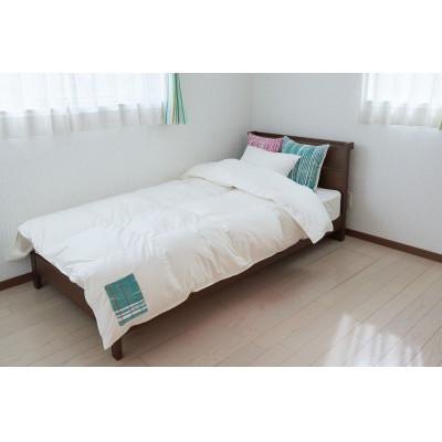 ふるさと納税 盛岡市 ダブル tsumugi 羽毛布団[本掛け]装飾:さんさ裂き織(グリーン)