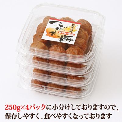 ふるさと納税 御坊市 【紀州南高梅】つぶれ梅 はちみつ風味1kg　(250g×4パック入り)、塩分約6% |  | 01