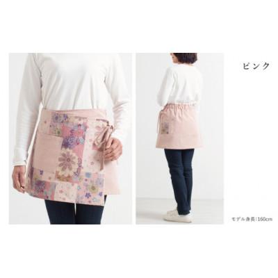 ふるさと納税 蒲郡市 [日本製] 三河木綿 春色 和柄 カフェエプロン ピンク_[G0537]