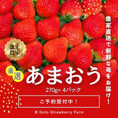 ふるさと納税 香春町 [先行予約]福岡県産あまおう 約270g×4パック(香春町)