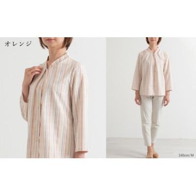ふるさと納税 蒲郡市 新織 三河木綿 ブラウス M/オレンジ_[G0544]