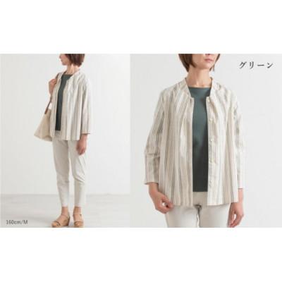 ふるさと納税 蒲郡市 新織 三河木綿 ブラウス L/グリーン _[G0544]