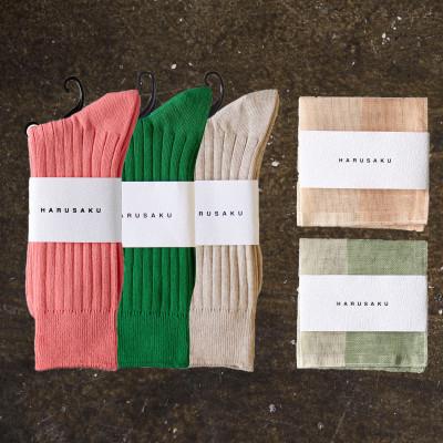 ふるさと納税 広陵町 リブソックス 3足 + ハンカチ 2枚 セット (23cm〜25cm)