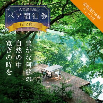 ふるさと納税 阿蘇市 阿蘇の大自然でヘリコプター遊覧と1泊2食付ペア宿泊(乗合ショートコース)