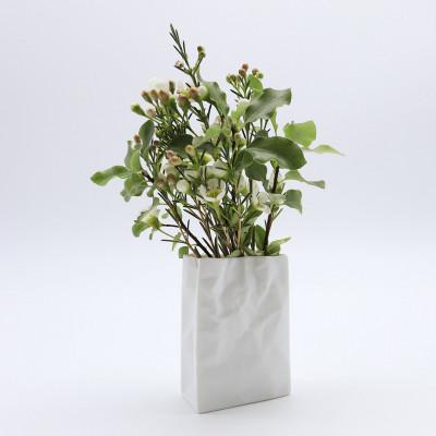 ふるさと納税 瀬戸市 [瀬戸焼]ニュークリンクルスーパーバッグ#4 花器 ホワイト[セラミック・ジャパン]