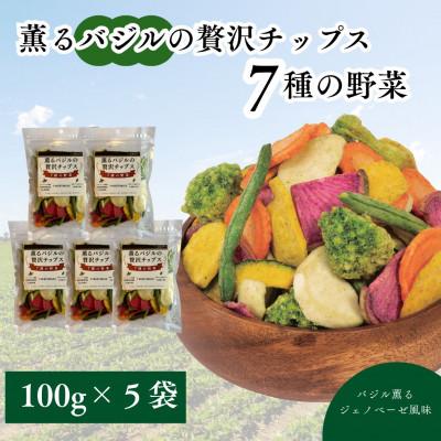 ふるさと納税 野田市 薫るバジルの贅沢チップス 7種の野菜100g5袋セット