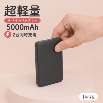 ふるさと納税 海老名市 5000mAh モバイルバッテリー USB Type-C入出力/USB Type-A出力 ブラック