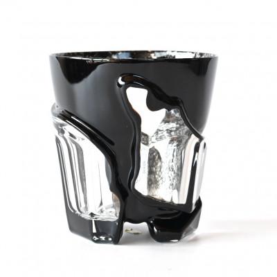 ふるさと納税 弥富市 漆とガラス破片が融合した酒器[包-TsuTsuMu-]タンブラー / 黒銀