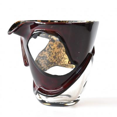 ふるさと納税 弥富市 漆とガラス破片が融合した酒器[包-TsuTsuMu-]片口 / 溜塗り