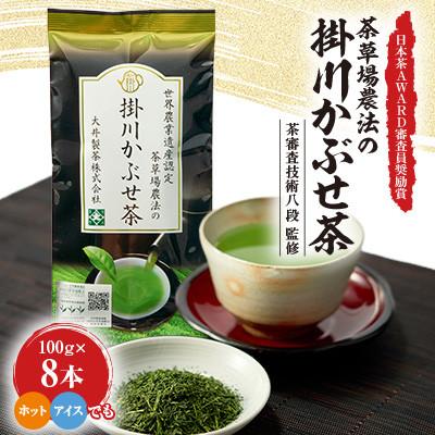 ふるさと納税 掛川市 日本茶AWARD2021審査員奨励賞! 世界農業遺産認定 茶草場農法の掛川かぶせ茶100g×8本