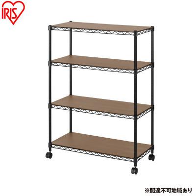 ふるさと納税 大河原町 カラーメタルラック ウッドボード付き CMM-75104B 黒 アイリスオーヤマ