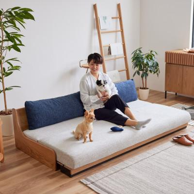ふるさと納税 大川市 アンザ 幅200cm ごろ寝ソファ ソファベッド VNA×アイボリー[モーブル][大川家具]