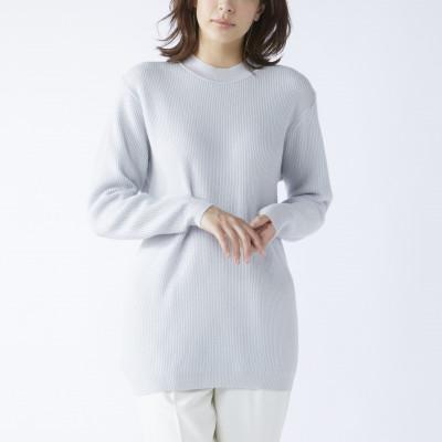 ふるさと納税 泉大津市 [訳あり 限定18枚]カシミヤ100% チュニック セーター ブルーグレー 26271F