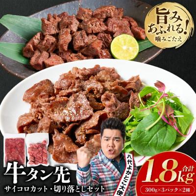 ふるさと納税 八代市 [訳あり]牛タン先 サイコロカット900g 切り落し900g セット 計約1.8kg