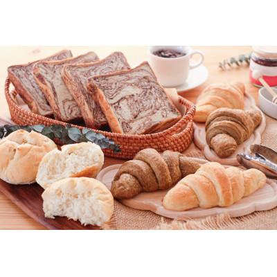 ふるさと納税 取手市 取手産小麦使用 パンセット(マーブル食パン4枚・クロワッサン2種/丸パン各2個)
