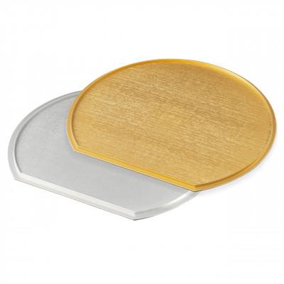 ふるさと納税 海南市 紀州漆器 半月盆 半月両面膳 36cm ゴールド 裏シルバー 1枚