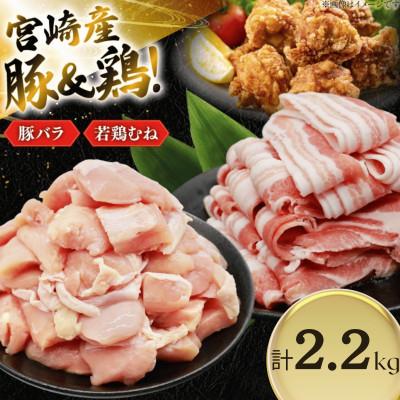 ふるさと納税 日向市 豚肉 鶏肉 詰め合わせ 宮崎県産 豚バラ&amp;若鶏むね 切り身 計2.2kg(日向市)