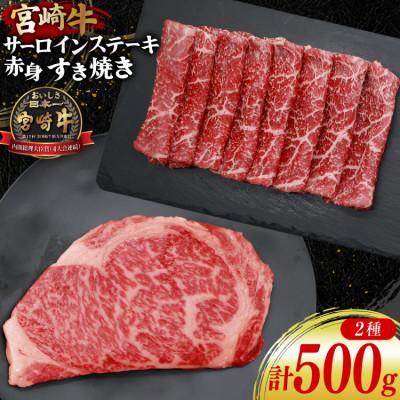 ふるさと納税 日向市 宮崎牛 サーロインステーキ 200g&amp;赤身すき焼き肉 300g 計500g(日向市)