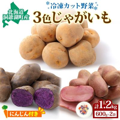 ふるさと納税 洞爺湖町 北海道産 3色じゃがいも にんじん セット 600g×2 計1.2kg 野菜 冷凍 北海道 洞爺湖町