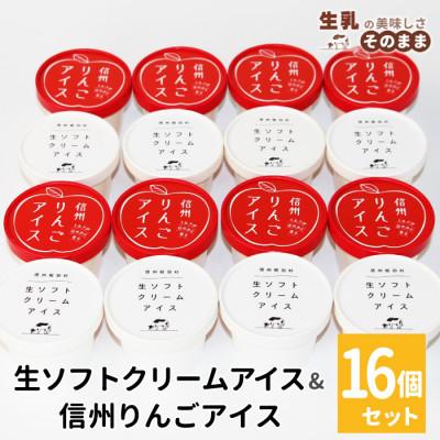 ふるさと納税 根羽村 生ソフトクリームアイス&amp;信州りんごアイス 16個 アイスクリーム