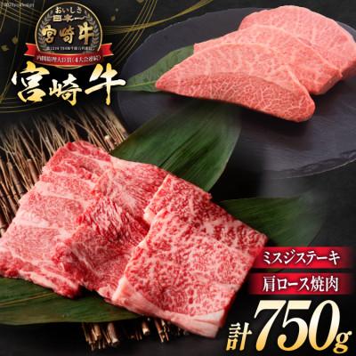 ふるさと納税 日向市 牛肉 宮崎牛 肩ロース焼肉 ミスジステーキ 計750g(日向市)