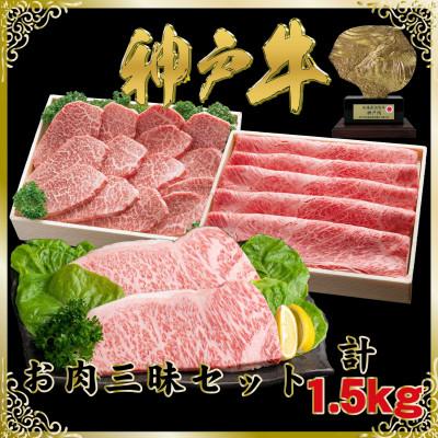 ふるさと納税 新温泉町 神戸牛(神戸ビーフ)お肉三昧セット 計1.5kg