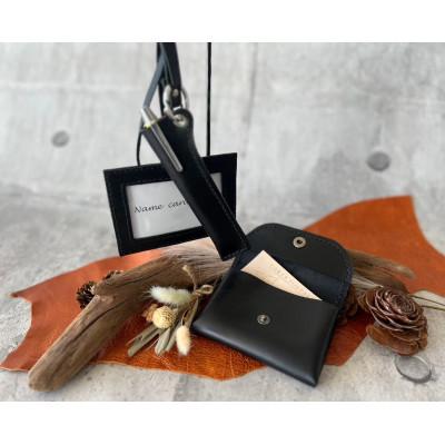 ふるさと納税 富谷市 レザー3点セット ブラック (ネームフォルダー、ペンフォルダー、カードケース) 名刺入れ 文房用品